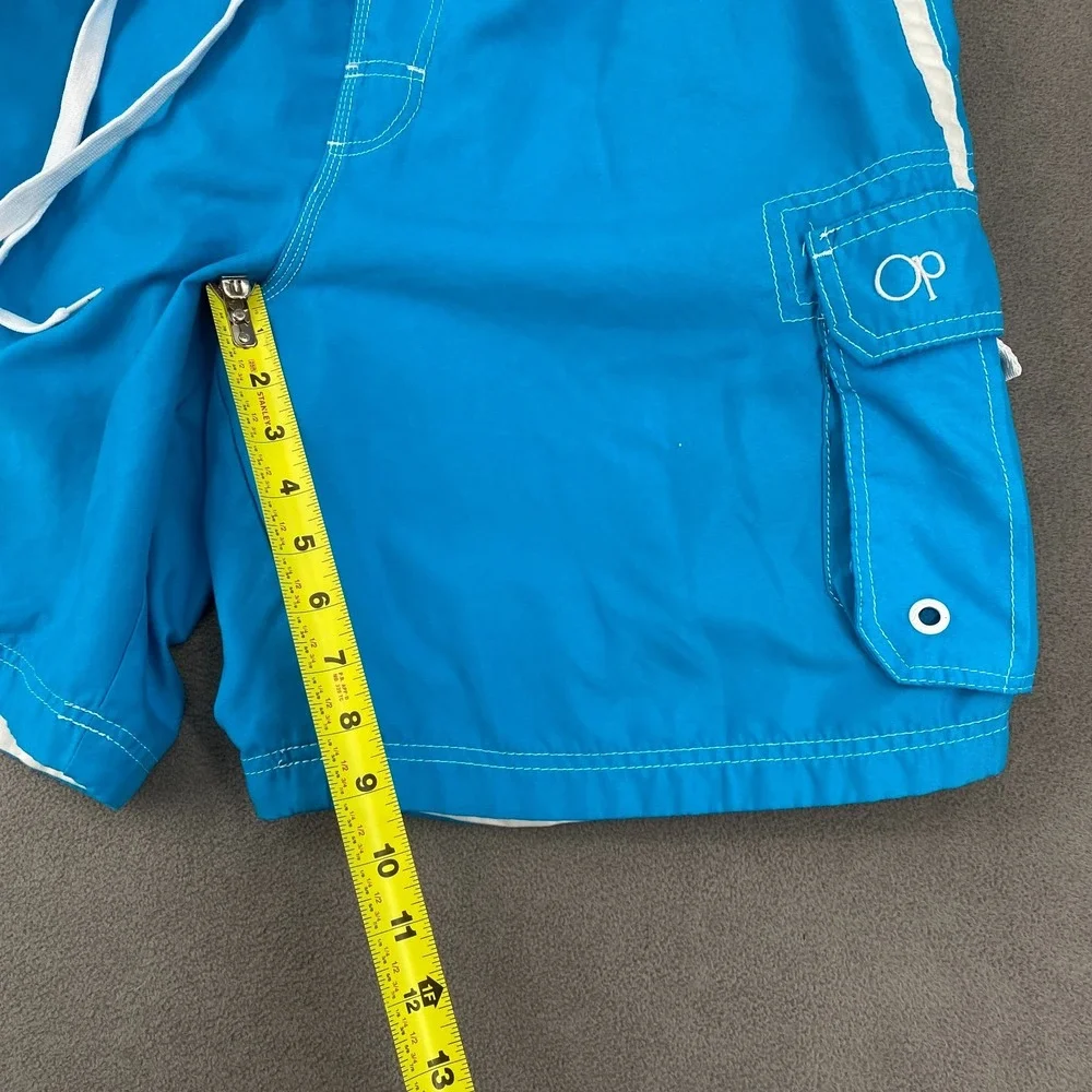 OP Ocean Pacific Board Shorts Men Large Blue Cargo Pocket High Rise Swim Surfing